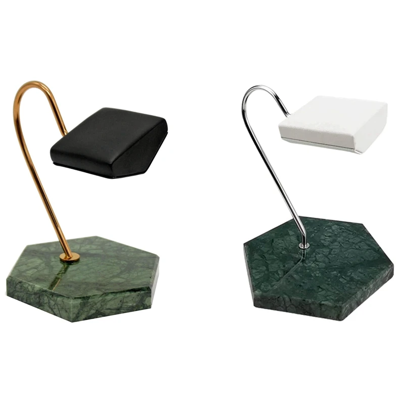 

Подставка под мрамор для часов, зеленая Подставка под натуральный мрамор, Золотистый металлический кронштейн из искусственной кожи