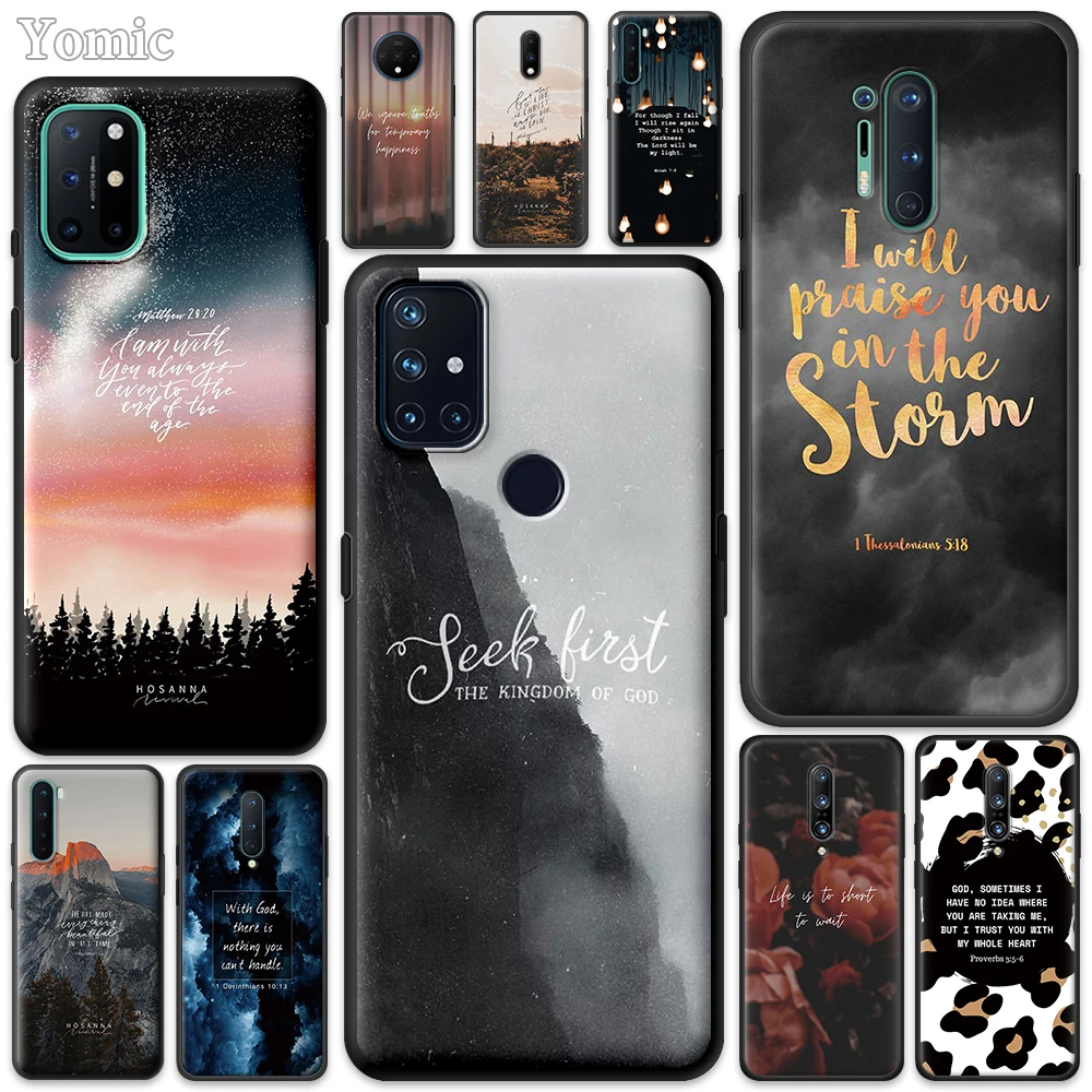 

Bible Verse Capa for Oneplus 8 Nord 9 7 8T 9R N10 7T Pro 5G N100 Z Case TPU Black Mobile Phone Bag 1+ 9Pro Soft Cover