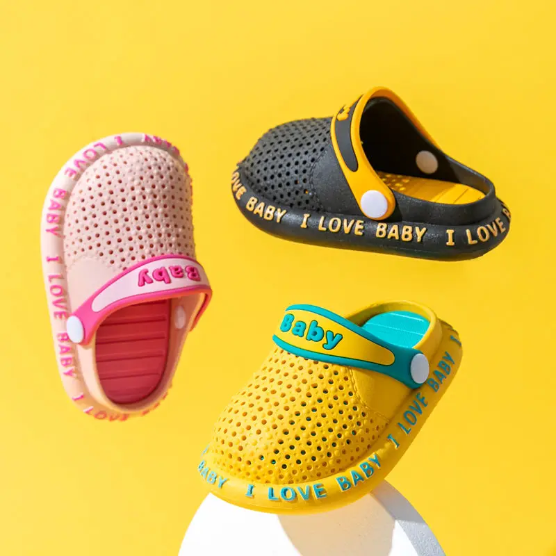 

Fashion Simple Baby Sandals Summer Hollow Out Breathable Non-Slip Children Clogs Soft Sole Home Indoor Slippers Boys Footwear