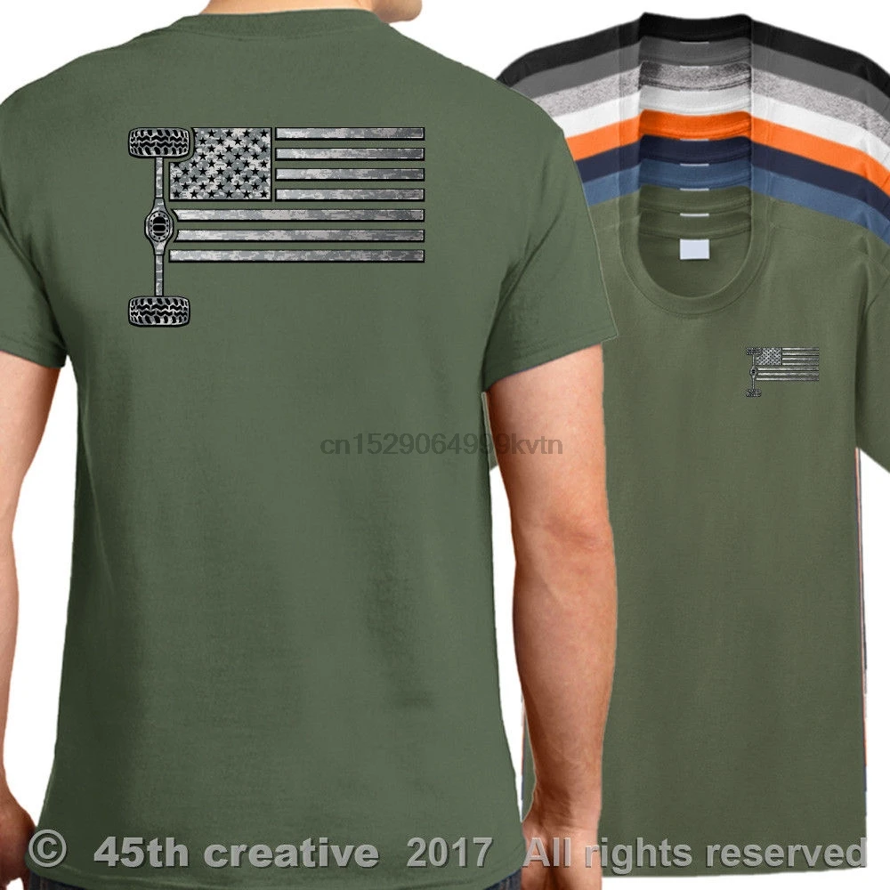Новая футболка с короткими рукавами из 2019 хлопка флагом США 4x4 американским