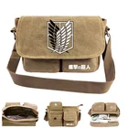 Холщовая Сумка через плечо с принтом аниме Атака Титанов, большая емкость, винтажный рюкзак для косплея в стиле панк