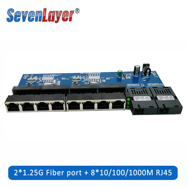 Медиаконвертер оптоволоконный гигабитный коммутатор Ethernet PCBA 8 RJ45 UTP и 2 SC