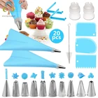 Силиконовый кондитерский мешок для кремов, 20 шт.компл., 10, нержавеющая сталь, насадка для декорирования торта, насадки для украшения тортов сделай сам, помадка, кондитерские изделия, инструмент DDJ