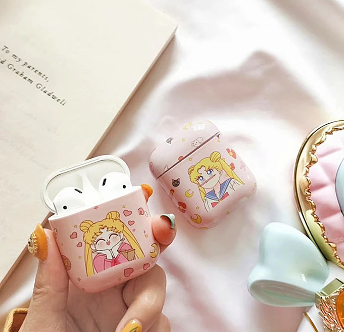 Милый розовый чехол Sailor Moon для airpods, аксессуары с героями мультфильмов для Airpods, сумка для зарядки, Bluetooth наушники, защитный чехол, чехол