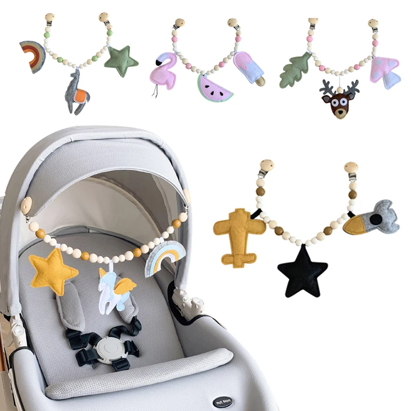 Деревянная детская игрушка коляска зажим для мобильного плюшевые шарик соски с