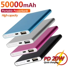50000mah Power Bank Ultra-thin High Capacity Portable Phone Charger Fast Charging External Battery for Xiaomi Samsung iPhone