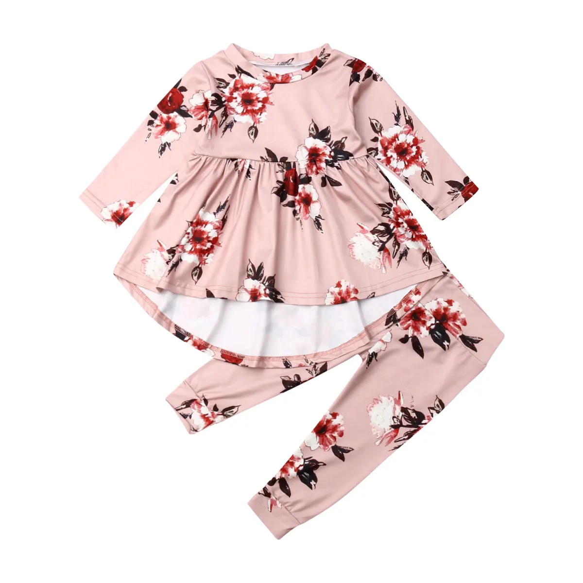 2Pcs Outfits Baby Girls Set Autumn Clothes Casual Long Sleeve Cute Princess Flower Dress Cotton Pants Winter | Детская одежда и
