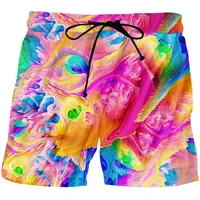 cjlm fashion man shorts 3d pattern oil painting funny streetwear menswomen sport shorts brown colorful oversized dropship 5xl