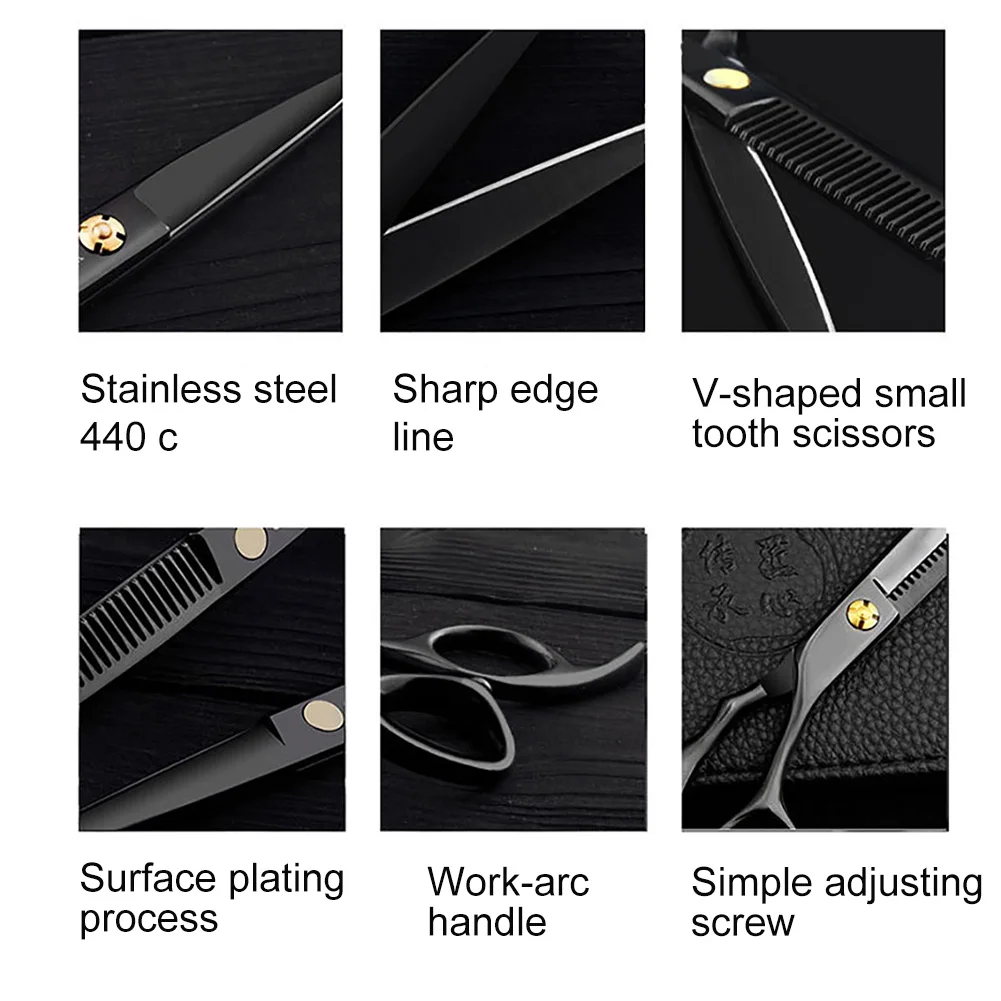 

9Pcs Professional Hairdressing Scissors Home Hair Cutting Scissors Thinning Shears Comb Clips Haircut Tools Kit Salon Tool