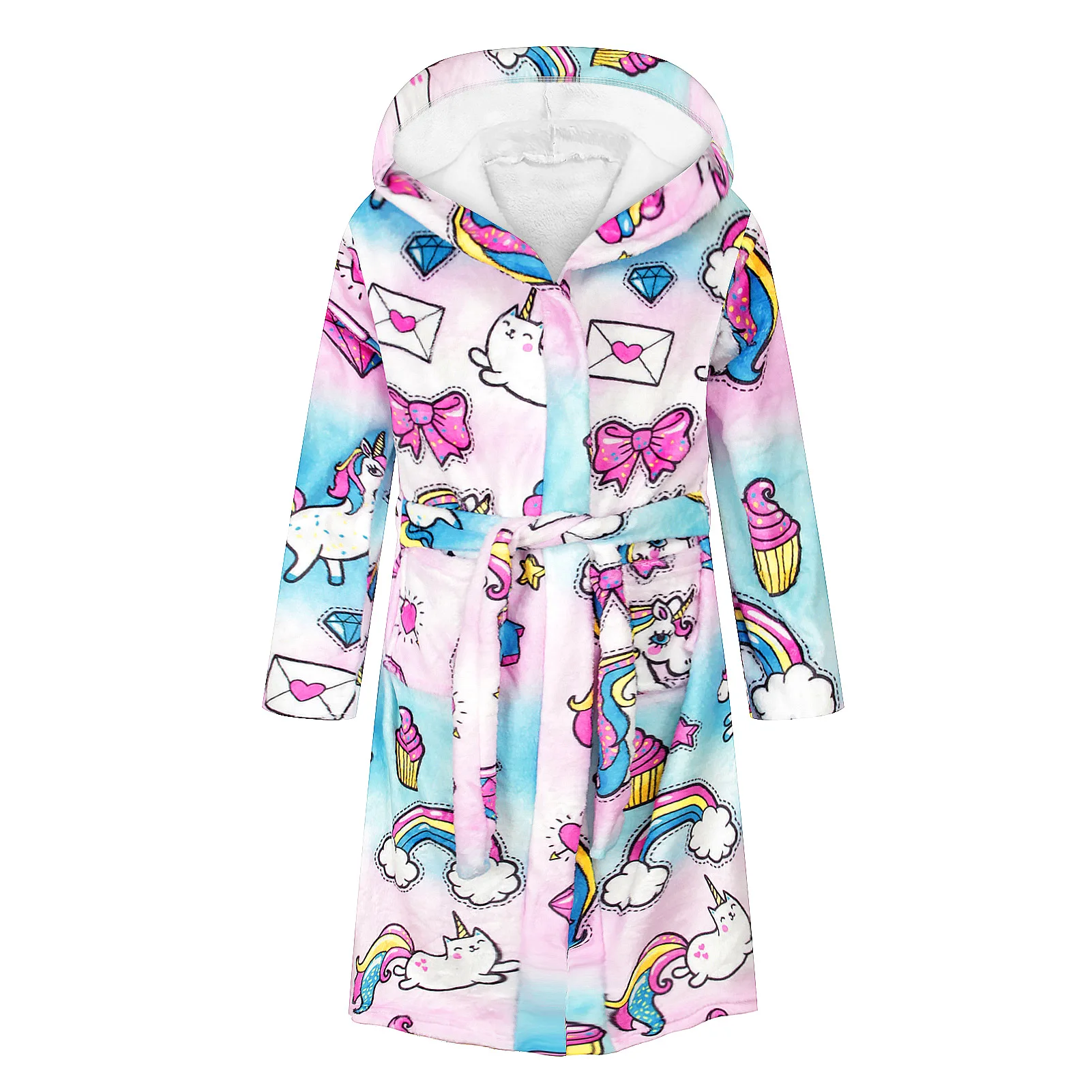 

kid cartoon bath robe unicorn 3D print double-sided flannel children's long-sleeved Winter warm pajamas bathrobe