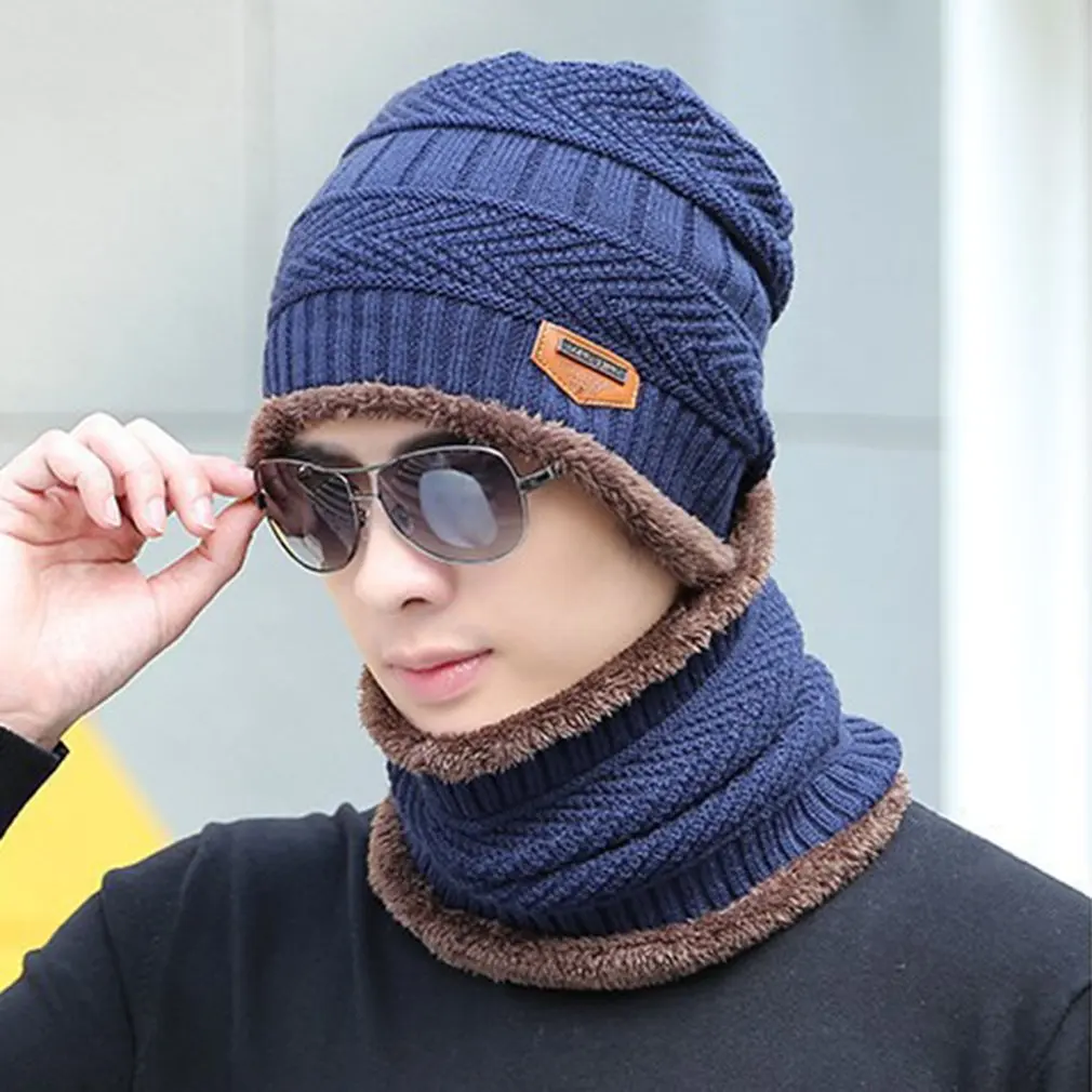 Новинка коралловые флисовые зимние шапочки шапки шарф для мужчин мягкая теплая