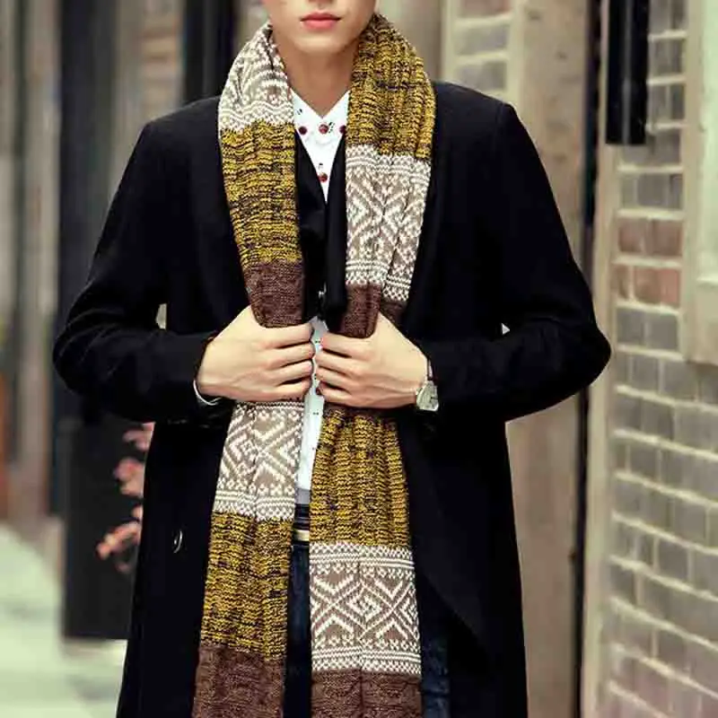 

Fashion Casual Shawls Wrap Twist Couple Scarf Thick Warm Multi-color Patchwork Long Scarf Wool Knitted Cashmere Scarves bufanda