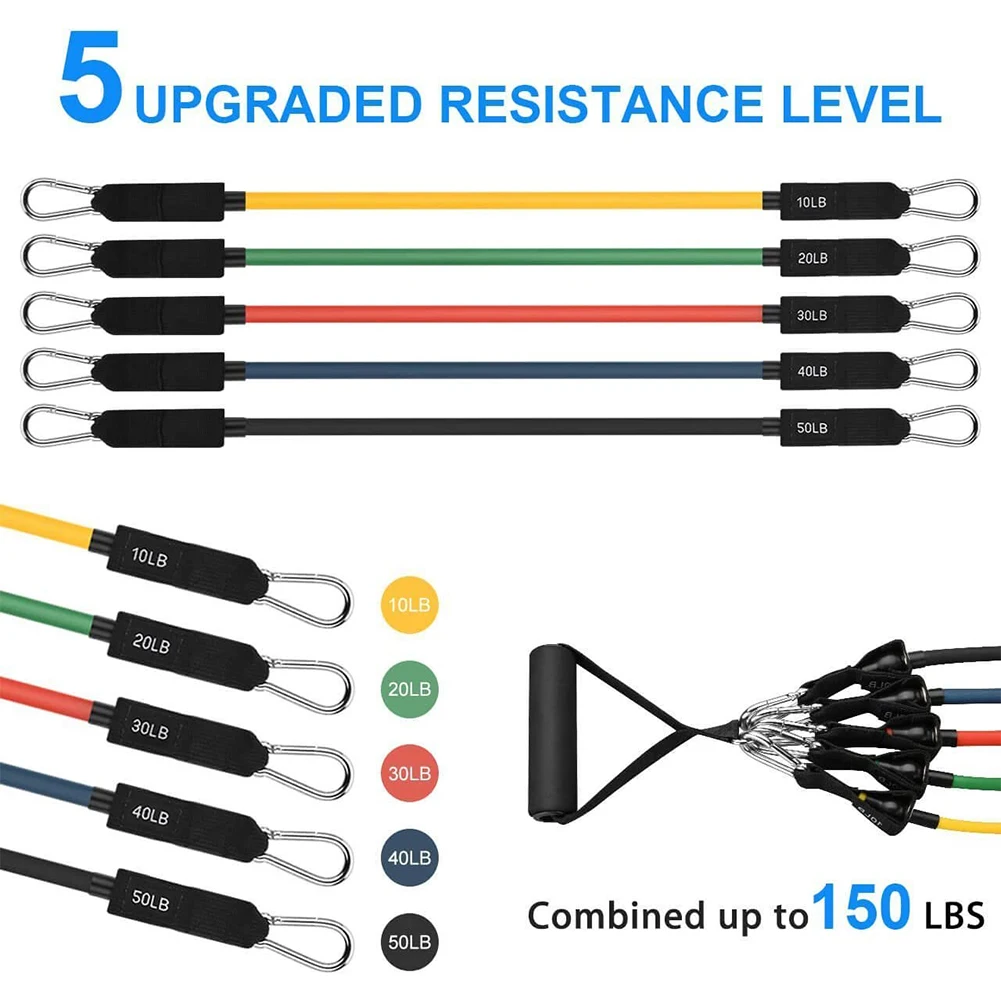 

Exerciser Equipments Gym Training 11pcs Multifunctional TPE Pull Rope Exercise Resistance Band Fitness Equipment