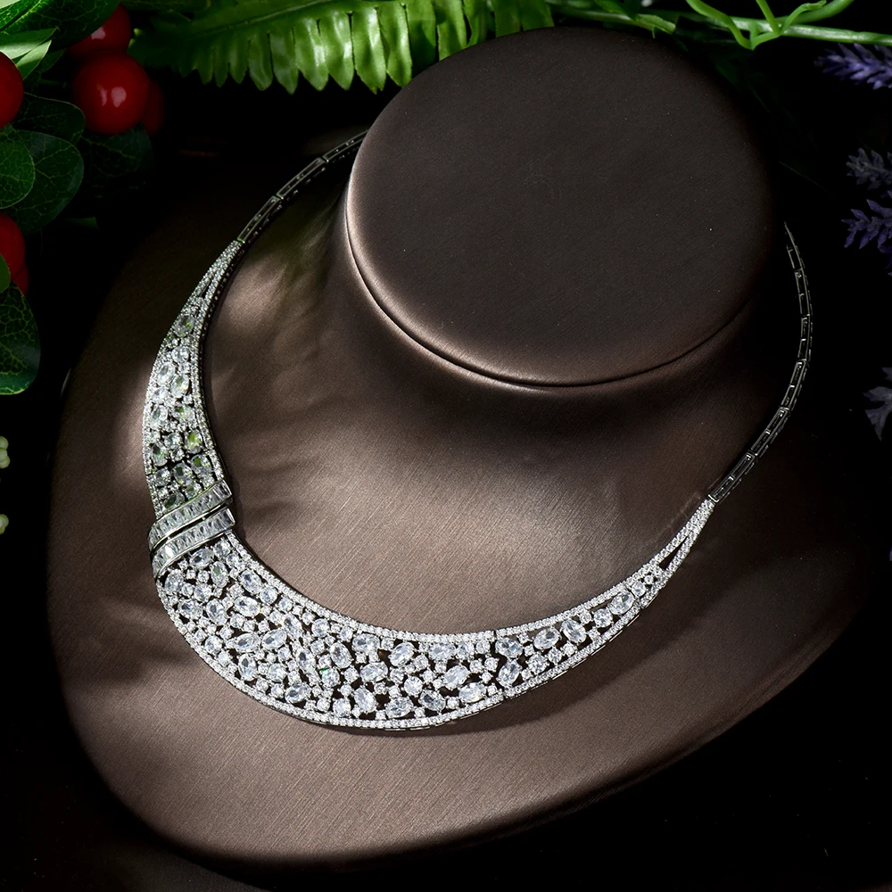 HIBRIDE Блестящий Белый Цвет кубический цирконий большой тяжелый свадебный