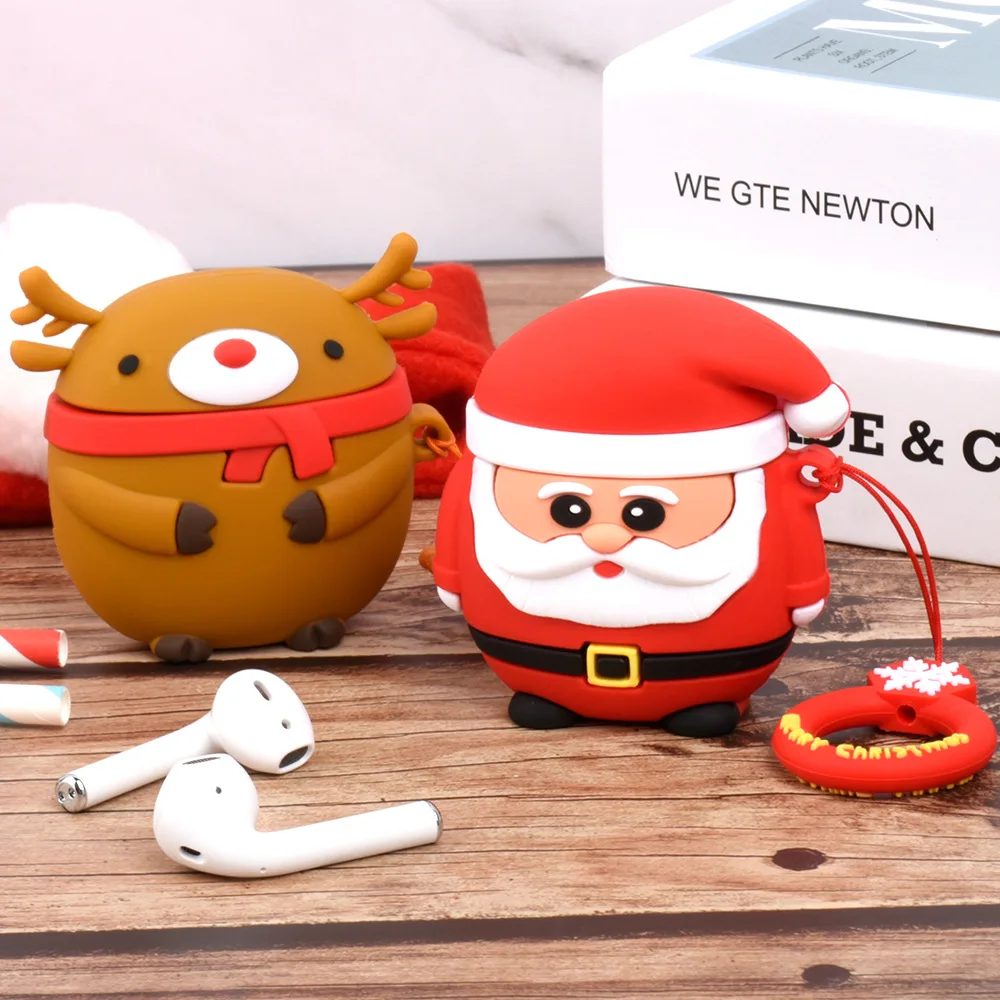 Рождественский милый Iphone гарнитура для airpods аксессуары чехол для Apple air pods 1/2 Earpods головная гарнитура с Buletooth силиконовый чехол