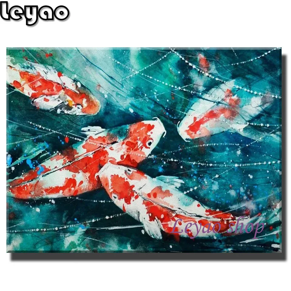 5D DIY квадратная круглая алмазная живопись китайский карп вышивка крестиком узор