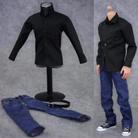 16 scale male figure clothes set accessoies black shirt and jeans suit model for 12 inch male action figure doll toy