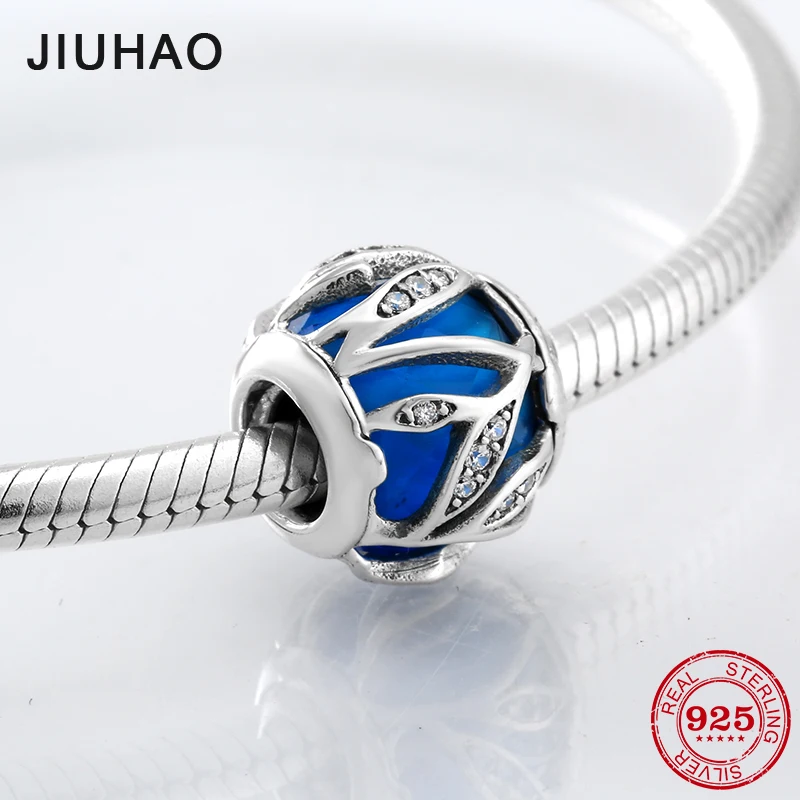 Хит Стерлинговое Серебро 925 пробы Модный Роскошный Полосатый синий CZ бисер