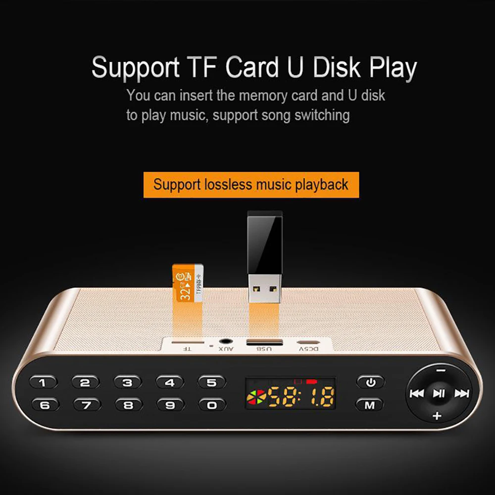Bluetooth Speaker Portable Wireless Audio Speakers HiFi Stereo Sound Dual with Mic Support TF Card U Disk AUX FM Radio | Электроника