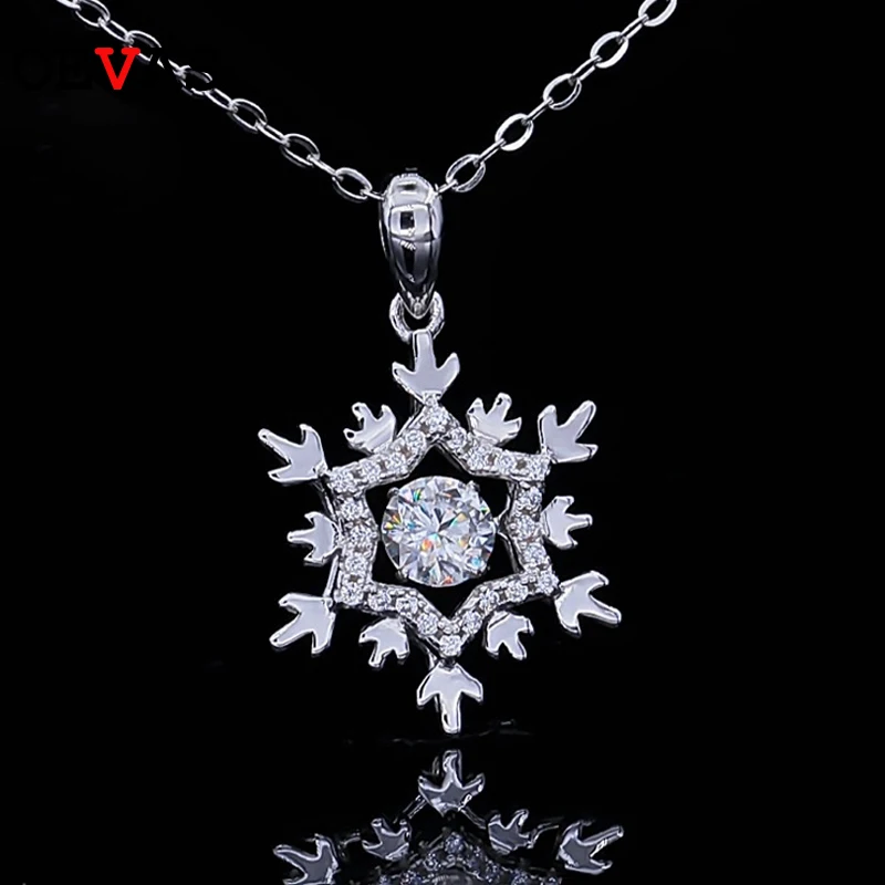 

OEVAS реальные 0,5 карата Цвет Муассанит природные ожерелья cо снежинками для женщин 100% 925 стерлингового серебра сверкающий, хорошее ювелирное ...