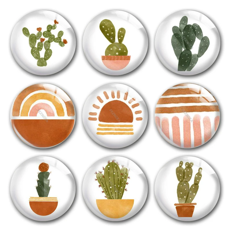 Стеклянные кабошоны ручной работы кактус пустыня растение цветок для