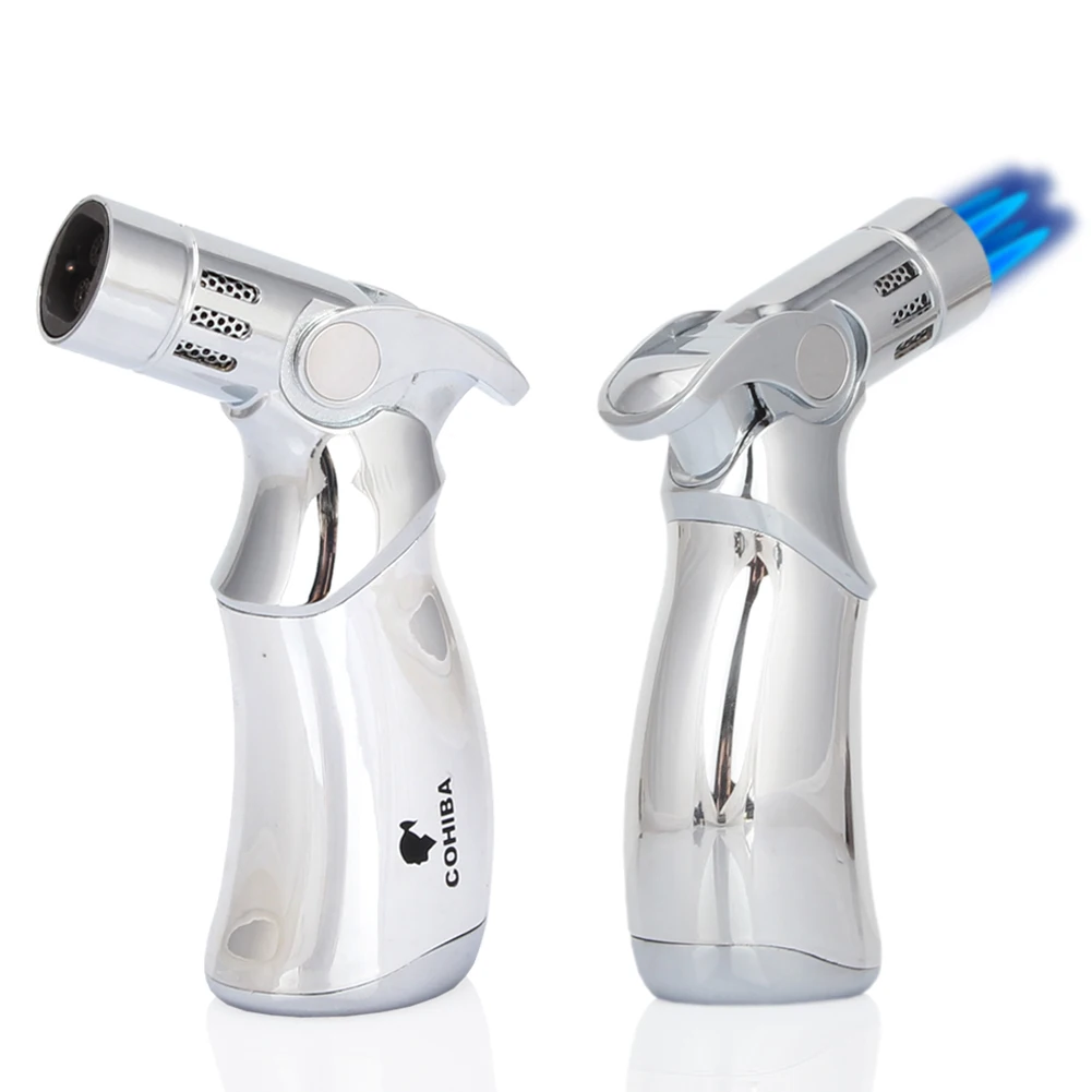 COHIBA Пистолет Стиль Зажигалка для сигар 4 факел пламени зажигалка сигарет газ