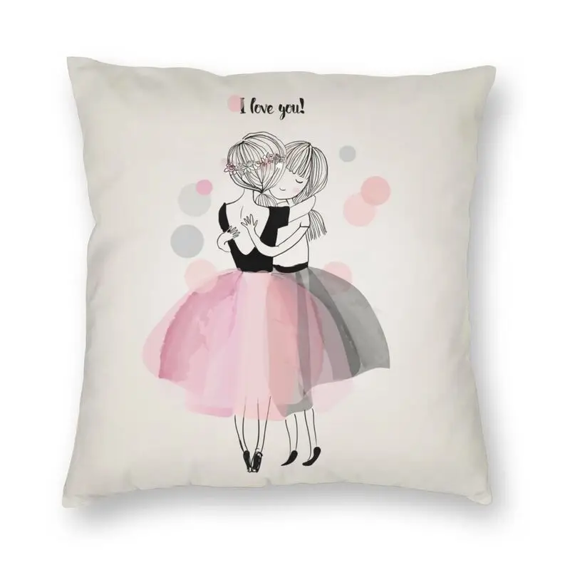 

Pink Ballet Girl Cushion Cover 40x40cm Decoration 3D Printing Ballerina Dancer Throw Pillow Case for Car Two Side