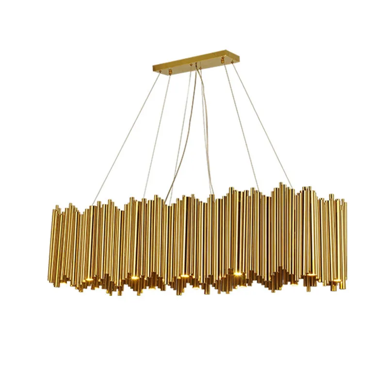 

Modern Gold Metal Tube Organ Pendant Light Nordic creative model room bedroom restaurant personality art pendant lamp