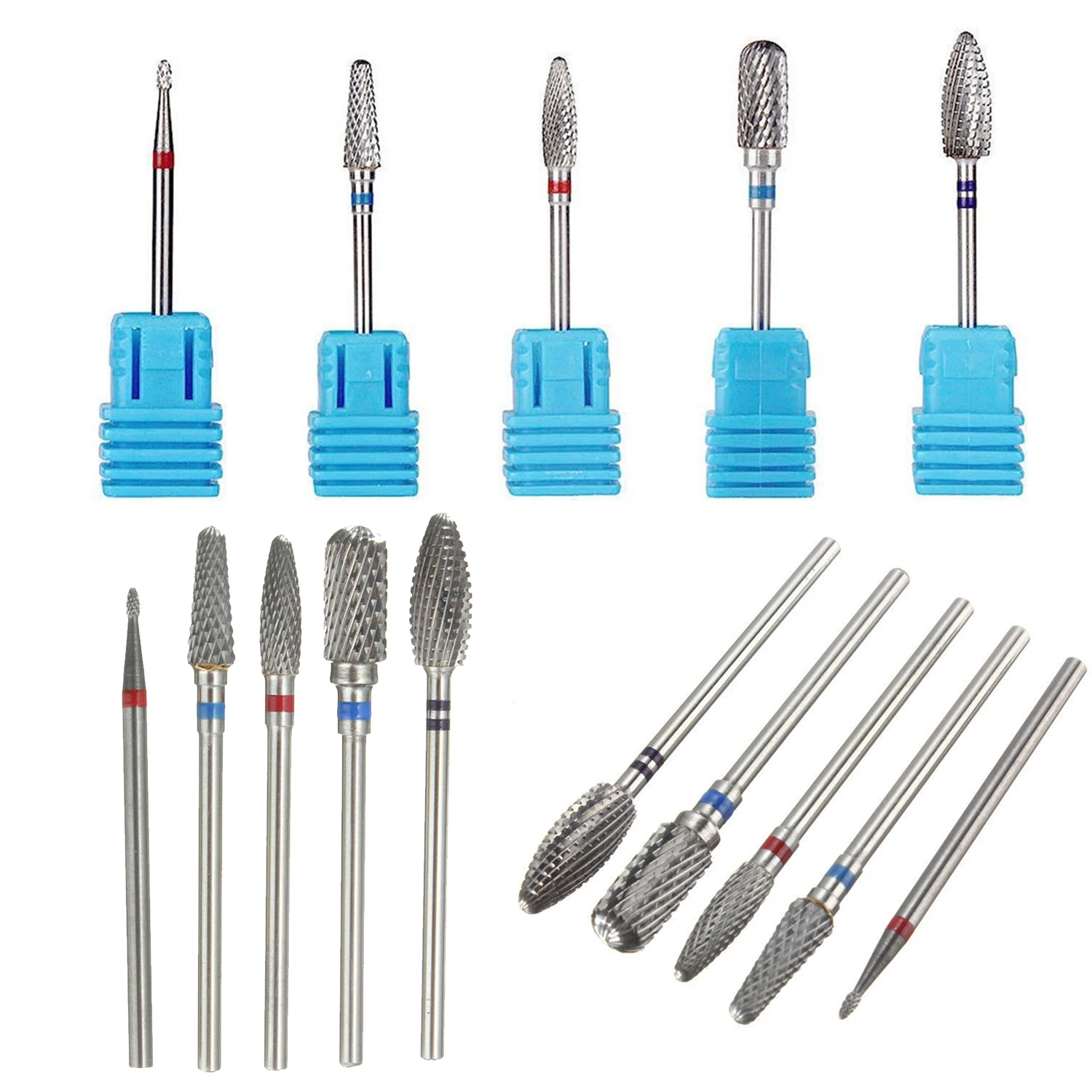 

4 Types Tungsten Nail Drill Bits Pedicure Milling Cutter Grinding Head Sander Accessories Tool for Electric Cuticle Clean Rotary