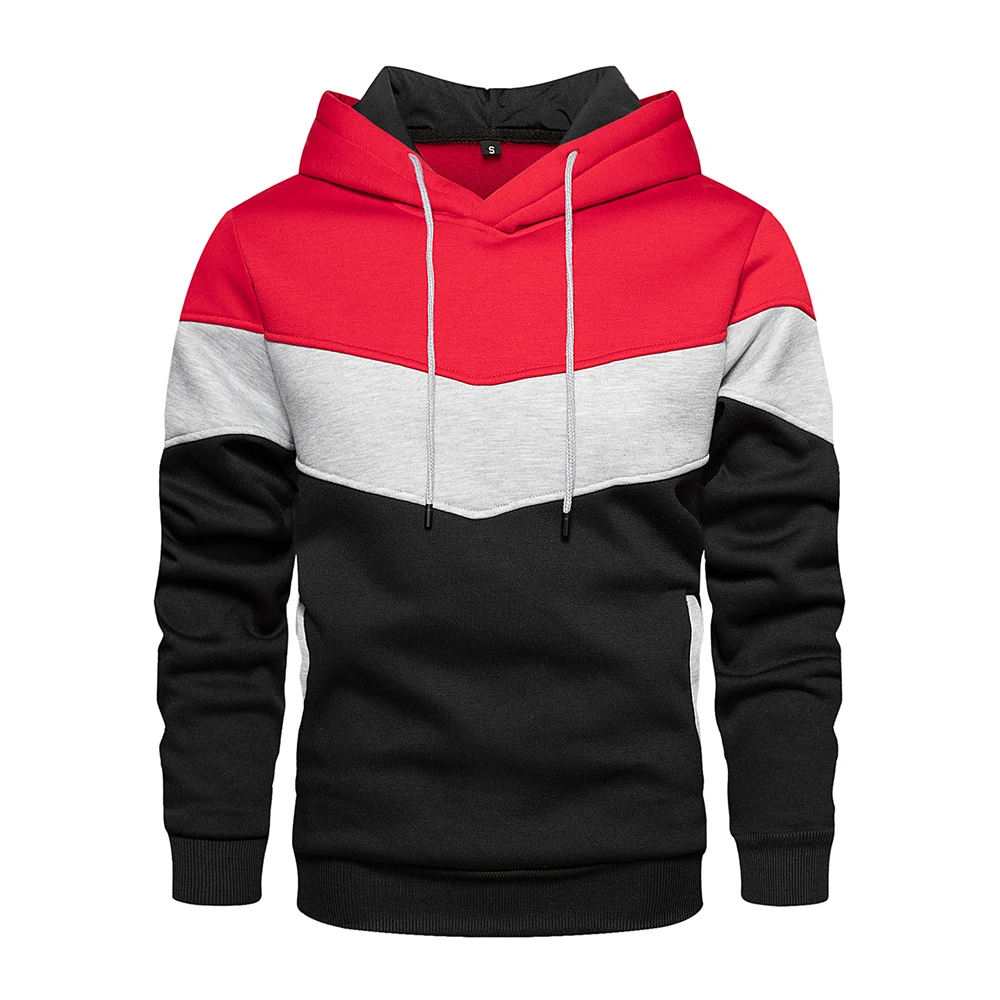 

2021 Men's Patchwork Hooded Sweater Hoodie Clothing Casual Loose Fleece Warm Streetwear Men's Fashion Fall/Winter Jacket