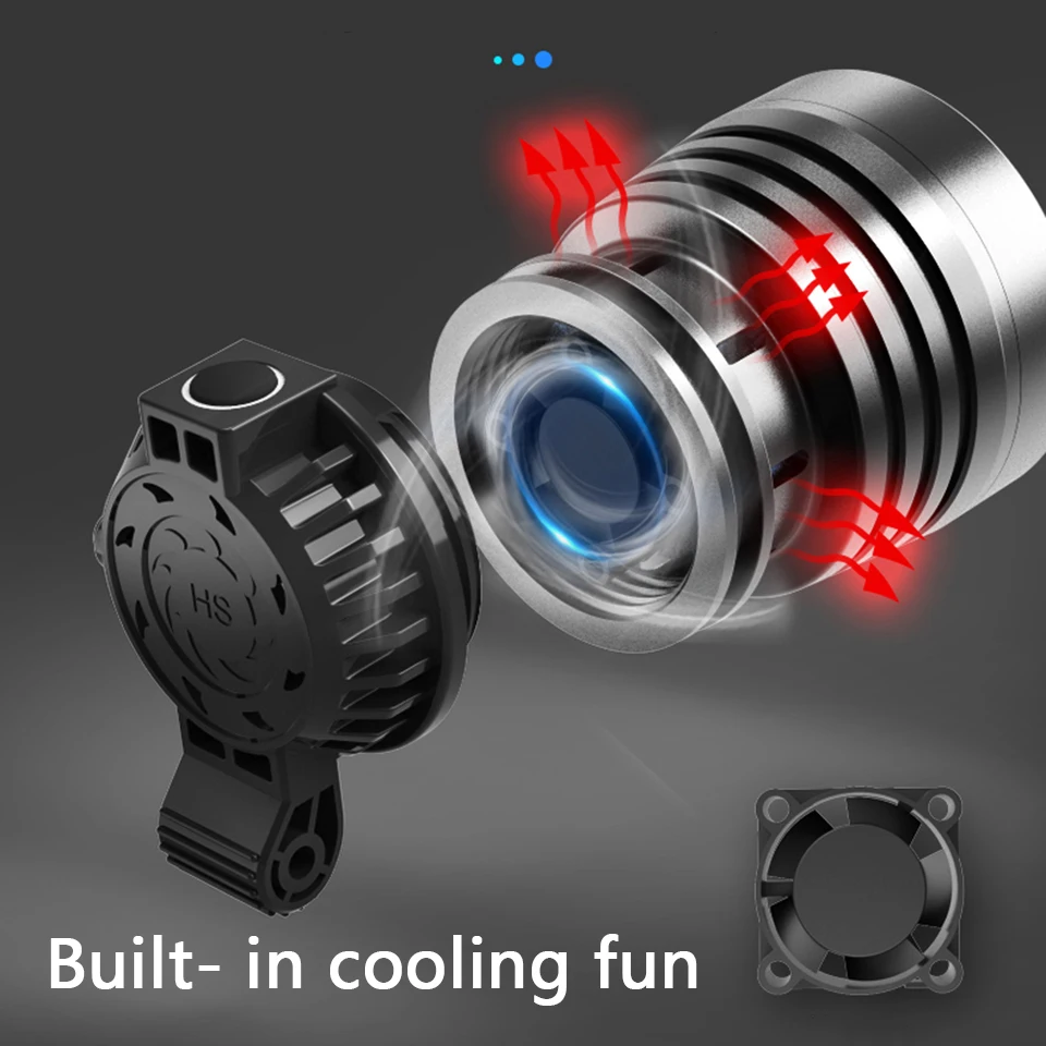 

super bright 7 Core Xhp90.2 Headlamp with Cooling Fun Zoom Headlight Power Bank Head Lamp Flashlight Torch 3* 18650 Battery 30W