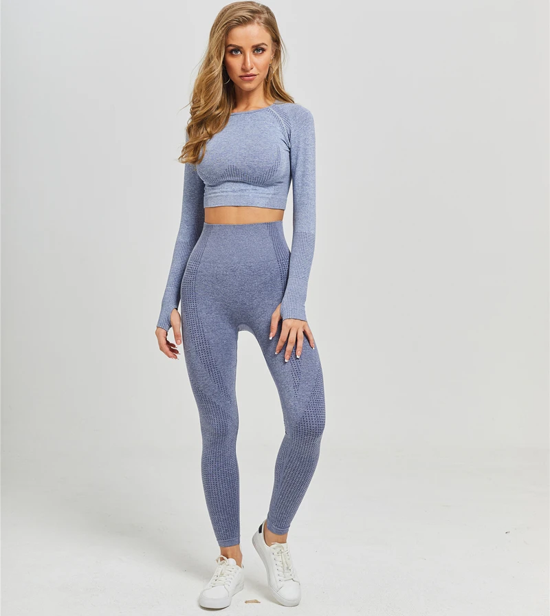 Бесшовный комплект для йоги женская одежда фитнеса спортивная мягкий спортивный