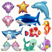 ocean world holiday birthday party decoration childrens inflatable toy dolphin shark sea horse big fish aluminum film balloon