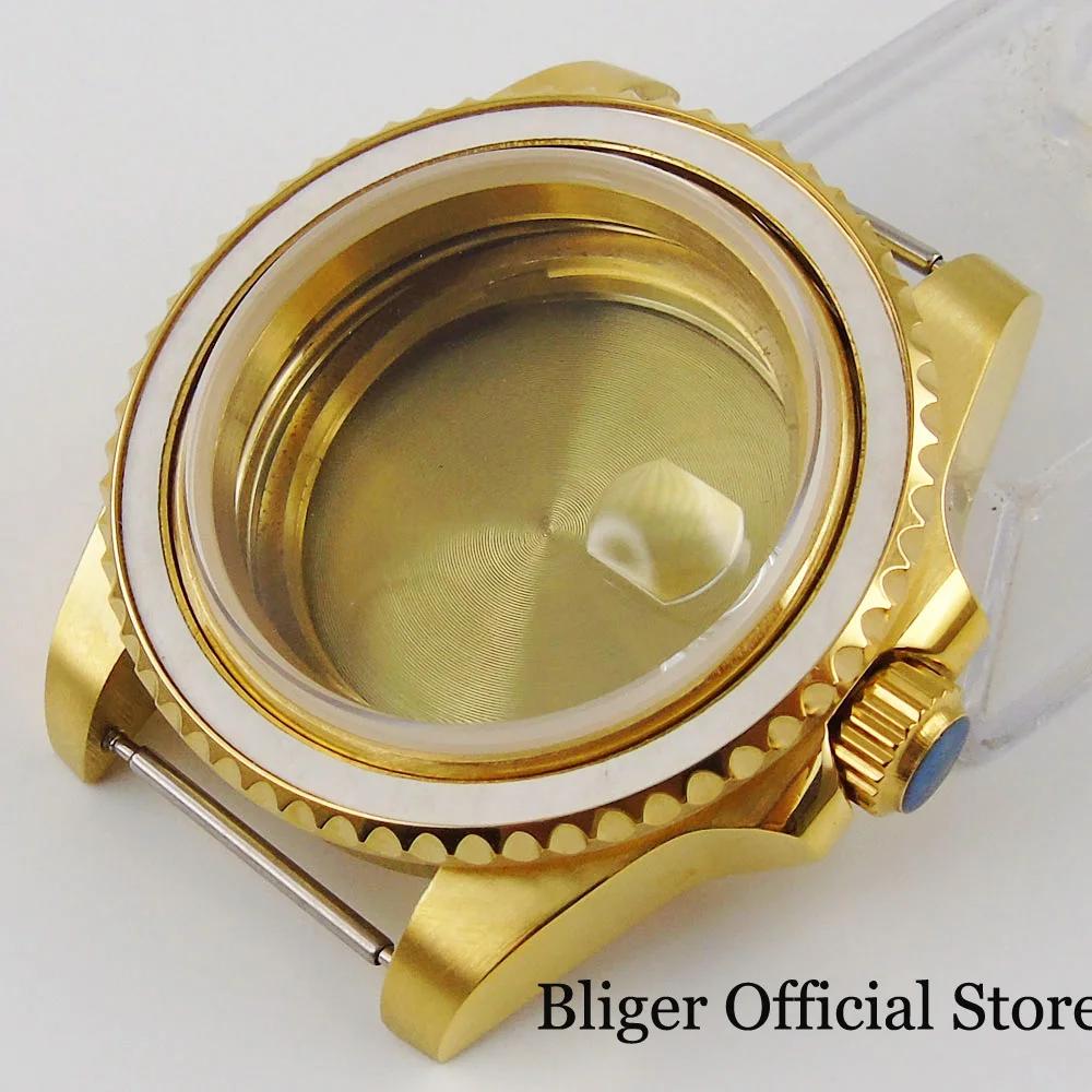 Чехол для мужских часов с золотым покрытием и вращающимся стеклом подходит ETA 2836