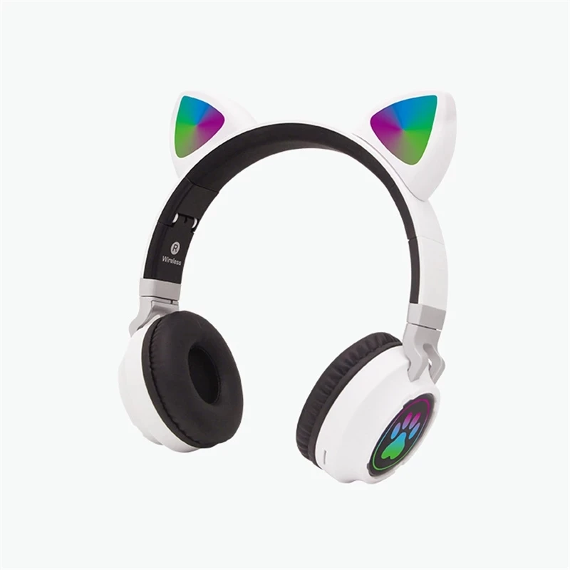 

С милыми кошачьими ушками, для девочек светодиодный дети гарнитуры Bluetooth 5,0 Беспроводной наушники с микрофоном стерео музыкальные наушники ...