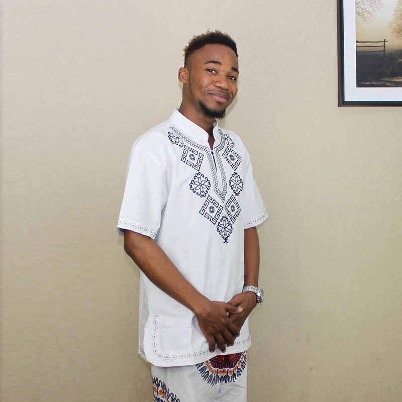 Рубашка Dashiki мужская с коротким рукавом повседневная сорочка в африканском стиле