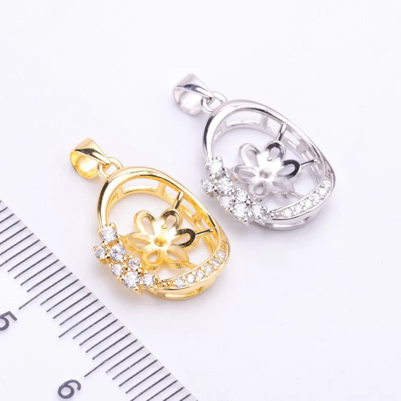 

Jewelry Handwork Pendant Base S925 Sterling Silver Pearl Pendant Accessories And Parts Findings Jewelry For DIY Fittings Women