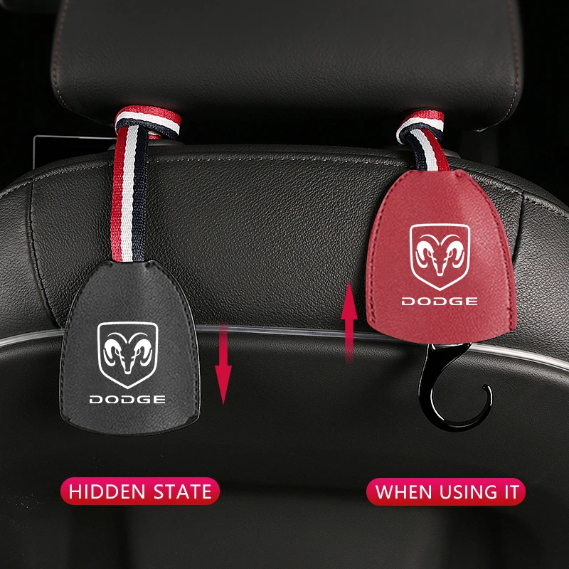 Car Logo Back Seat Hook Headrest Hanger Holster Accessories For Dodge Caliber Journey ram durango Charger SRT 2021 logo | Автомобили и