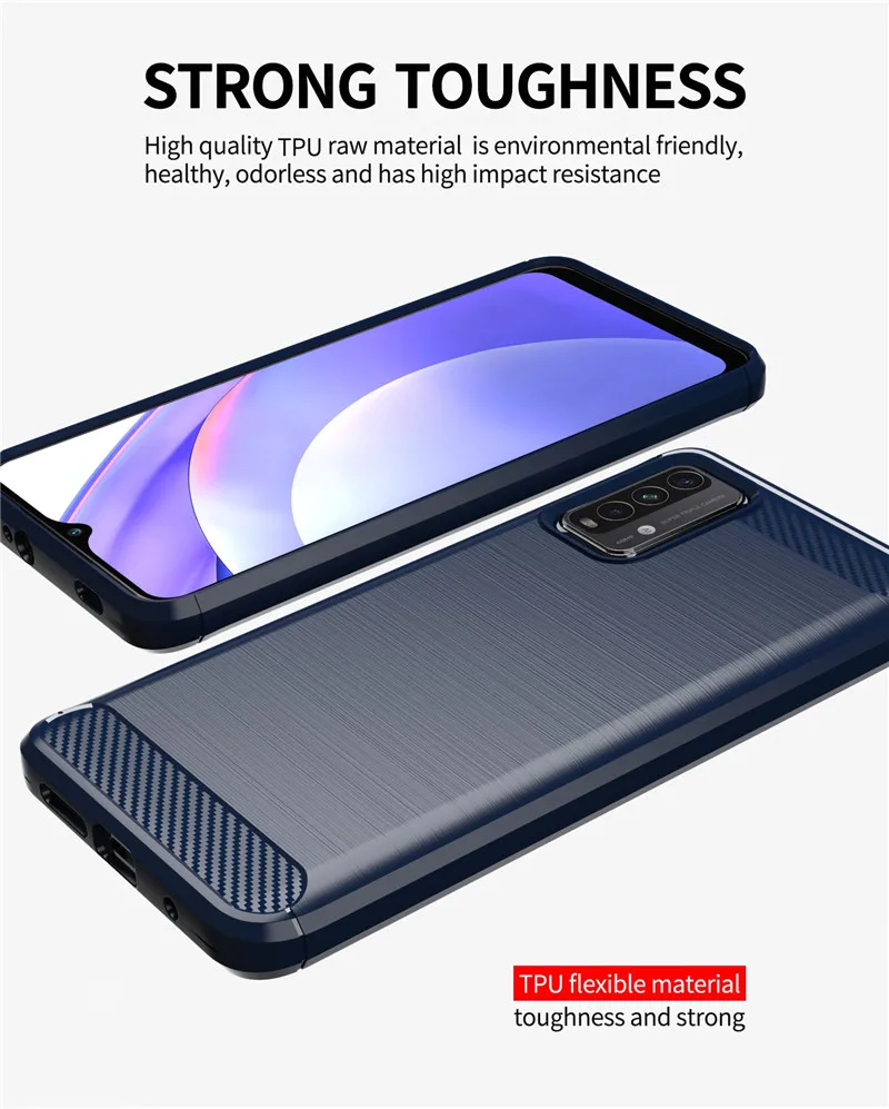 carbon fiber bumper for xiaomi redmi 9 power case for redmi 9 power poco m3 x3 silicone protective phone cover for redmi 9 power free global shipping