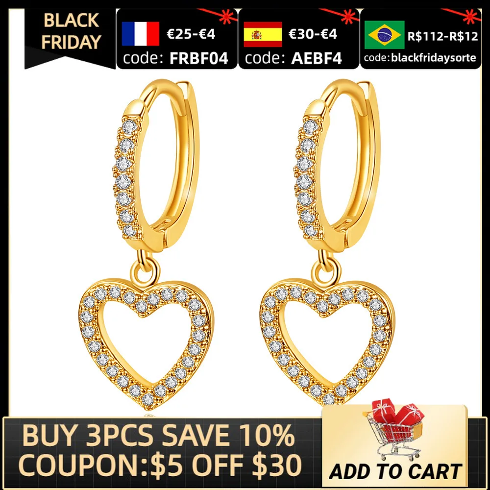 

2021 New Trendy Gold Heart Earrings for Women Party Gift Jewelry Wholesale E6485