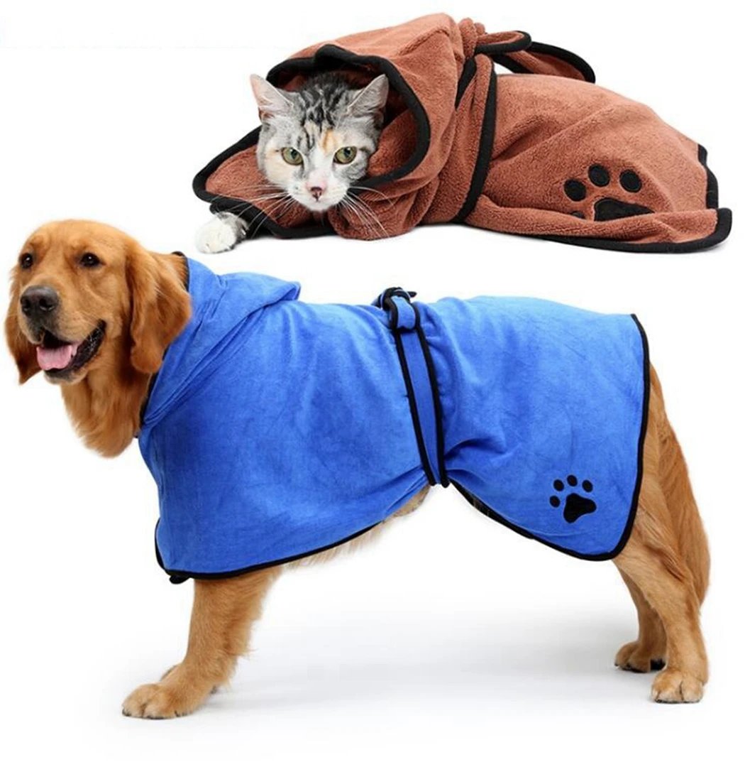 Халат для домашних животных, абсорбирующее полотенце, мягкое банное полотенце без ворса для собак и кошек, абсорбирующее и быстросохнущее б...
