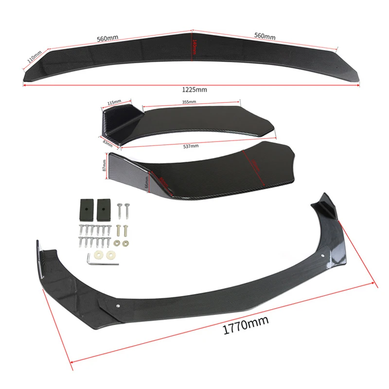 Универсальный 3 шт./компл. из углеродного волокна внешний вид/глянцевый черный