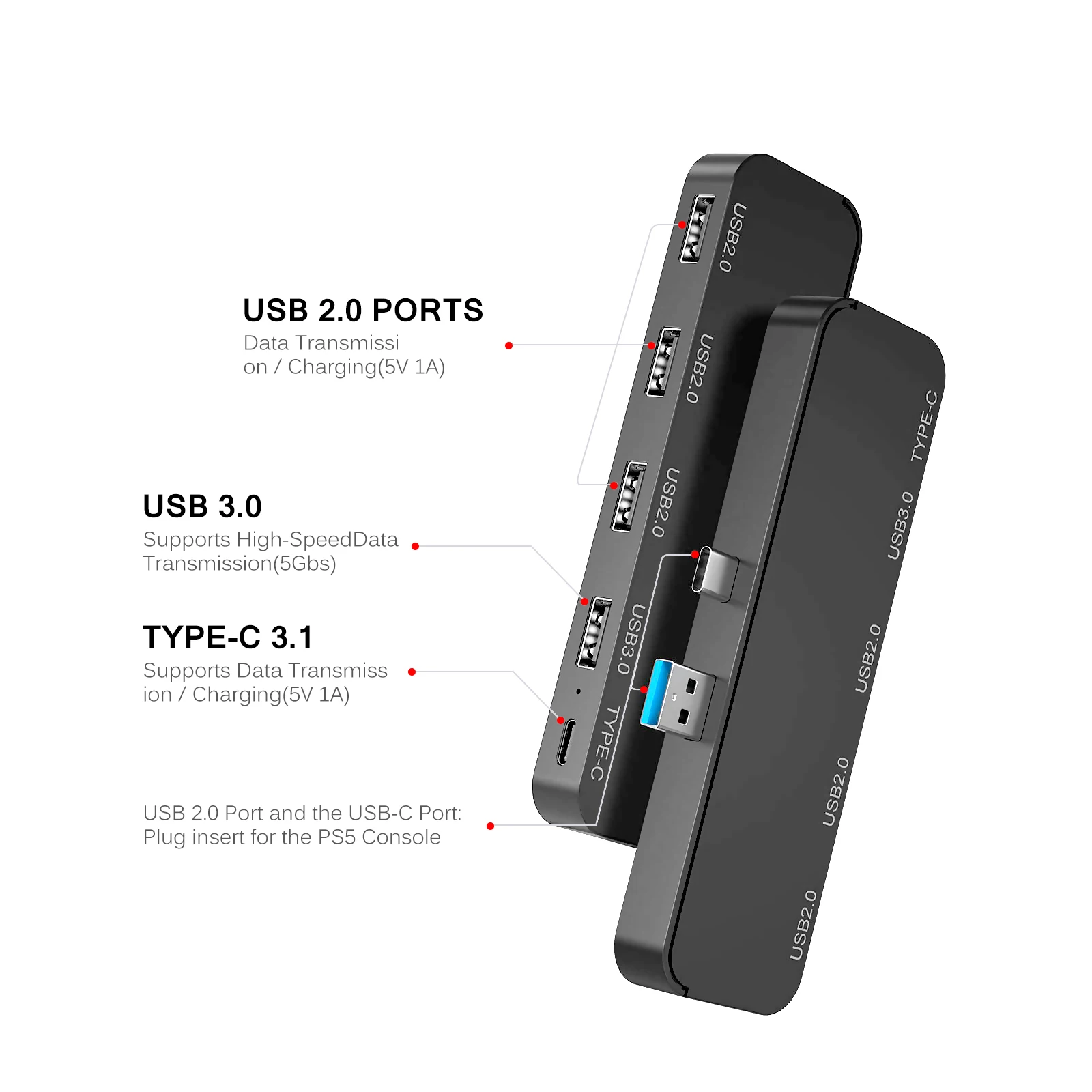 Адаптер-удлинитель HD с 4 USB-портами для PS5 PS4 PS3 ПК PlayStation | Электроника