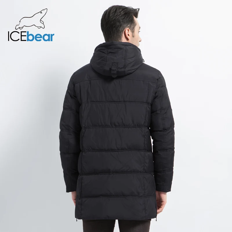 ICEbear 2019 высокое качество теплое мужское толстое пальто средней длины теплая