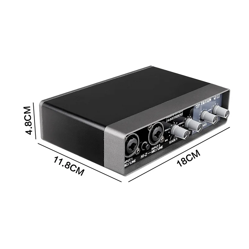 Звуковая карта 24 бит/192 кГц 2x2 USB предусилитель микрофона поддержка гитара