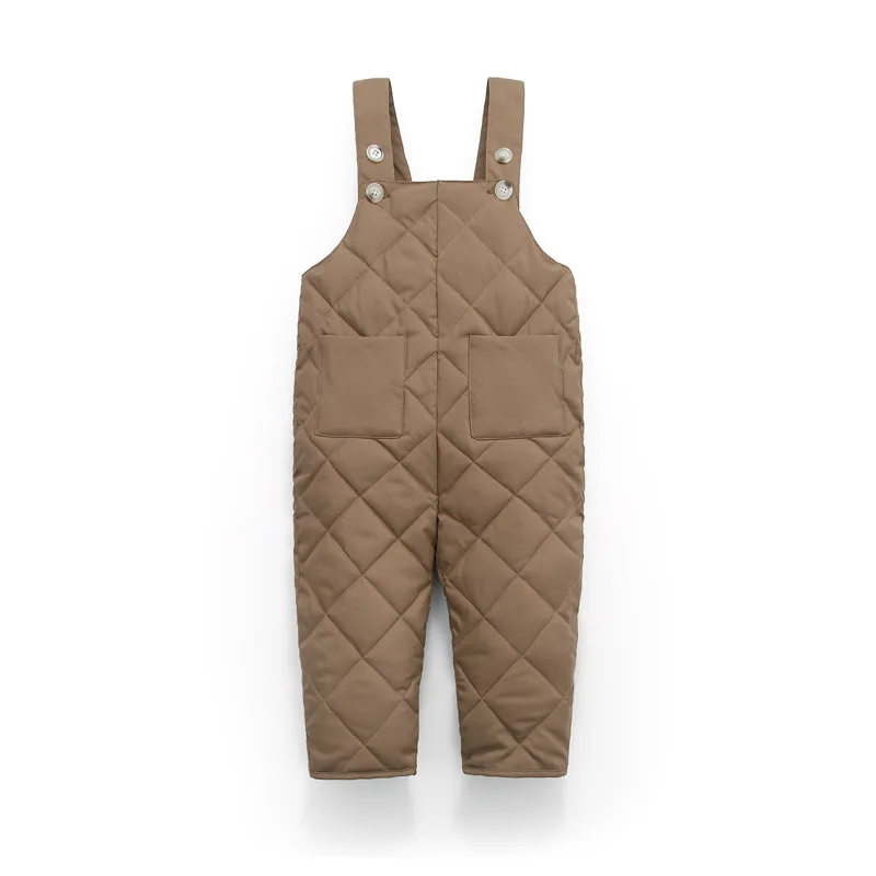 2019 г. Зимние теплые комбинезоны для маленьких девочек и мальчиков детские штаны с