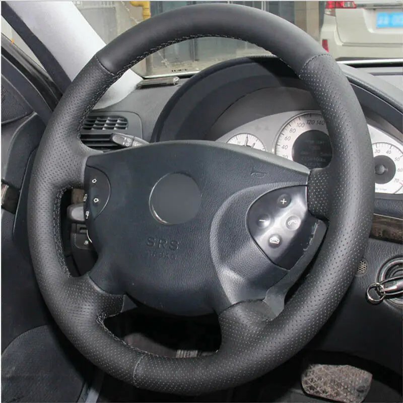 

For Benz W210 E240 E63 E320 E280 Top Leather Steering Wheel Hand-stitch on Wrap Cover