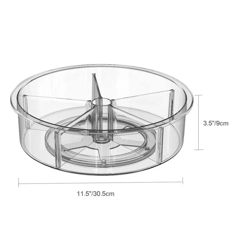 

360 Rotation Storage Tray Turntable Spice Container Kitchen Bottle Organizer Transparent PP Storage Bin For Kitchen Bathroom