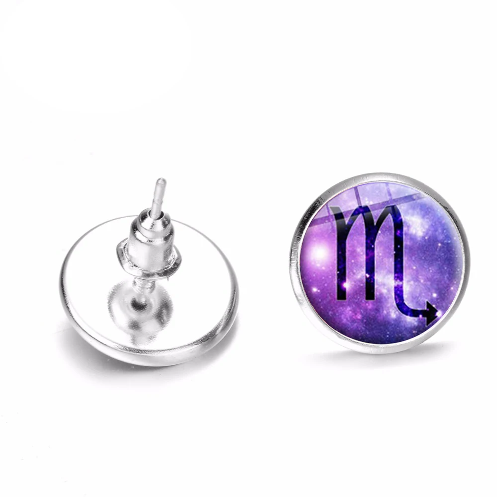 Серьги-гвоздики SONGDA с гороскопом астрологией и зодиаком Лев телец близни рак