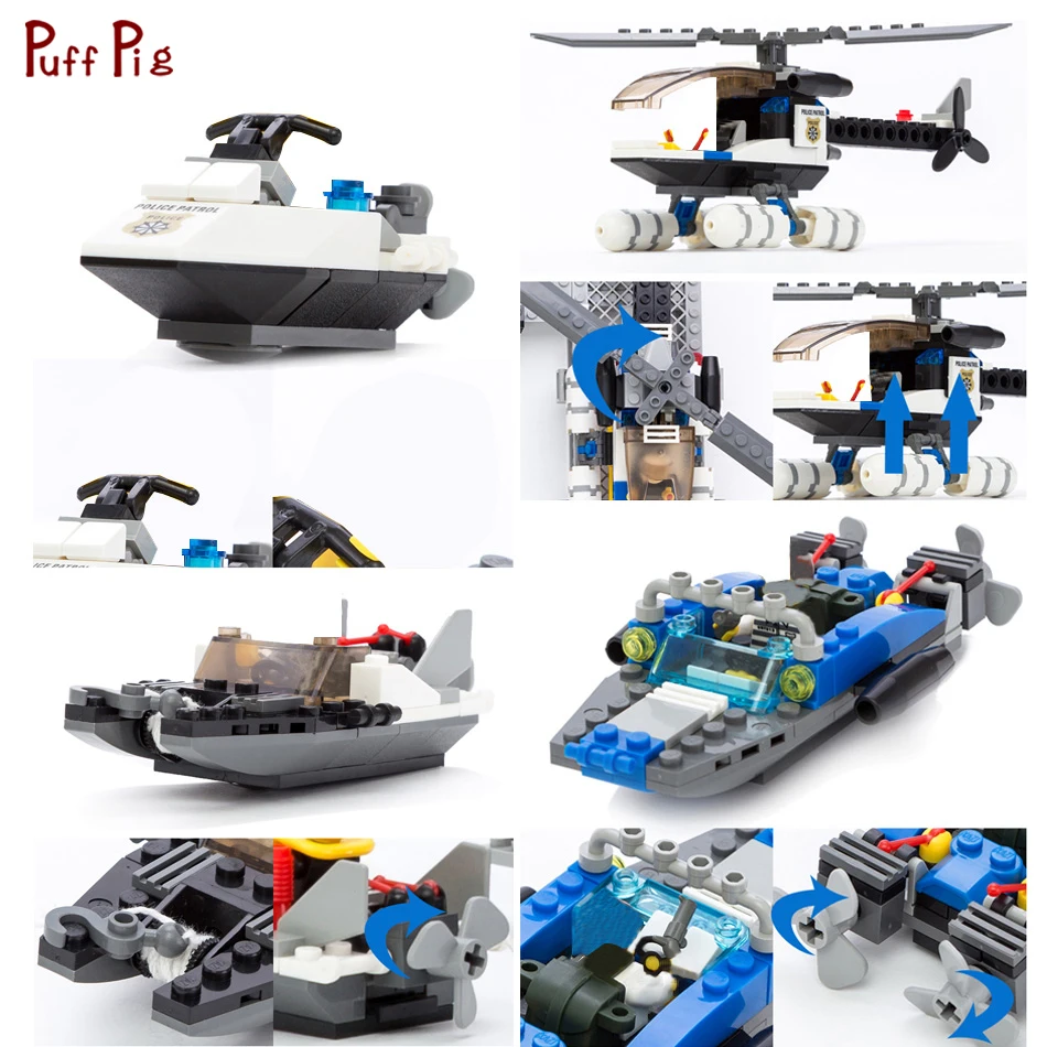 536 шт. полицейский участок море тюремные фигурки строительные блоки Военный